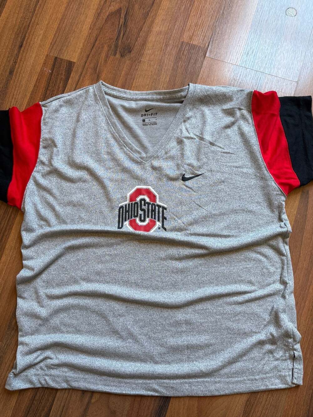 Nike Ohio State Buckeyes Women's Gray Dri-FIT V-Neck Performance T-Shirt